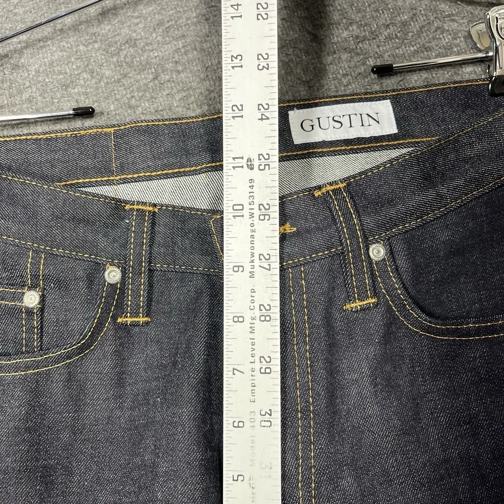 Gustin Jeans Mens 33x36 Blue Slim Fit Button Fly Indigo Raw Selvedge Denim
